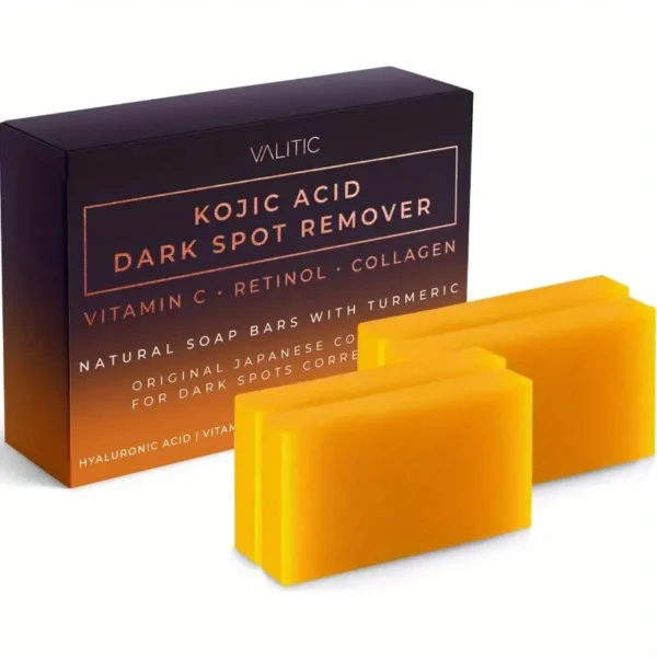 2/3pcs Luxurious Kojic Acid Soap Bar Set - Deep Cleansing, Moisturizing, Rejuvenating Skin with Vitamin C, Retinol, Collagen, Turmeric, Hyaluronic Acid, Vitamin E, Shea Butter, Olive Oil - Perfect Father's Day Gift for Healthy, Glowing Skin - Image 2