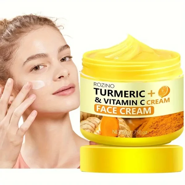 Deep Hydration Turmeric Face Cream - Rich in Vitamin C, Improves Skin Elasticity, Firms & Radiates Skin, 50g/1.75oz, Moisturizing Formula for Glowing Complexio - Image 2