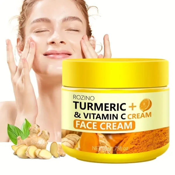 Deep Hydration Turmeric Face Cream - Rich in Vitamin C, Improves Skin Elasticity, Firms & Radiates Skin, 50g/1.75oz, Moisturizing Formula for Glowing Complexio - Image 3