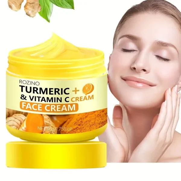 Deep Hydration Turmeric Face Cream - Rich in Vitamin C, Improves Skin Elasticity, Firms & Radiates Skin, 50g/1.75oz, Moisturizing Formula for Glowing Complexio